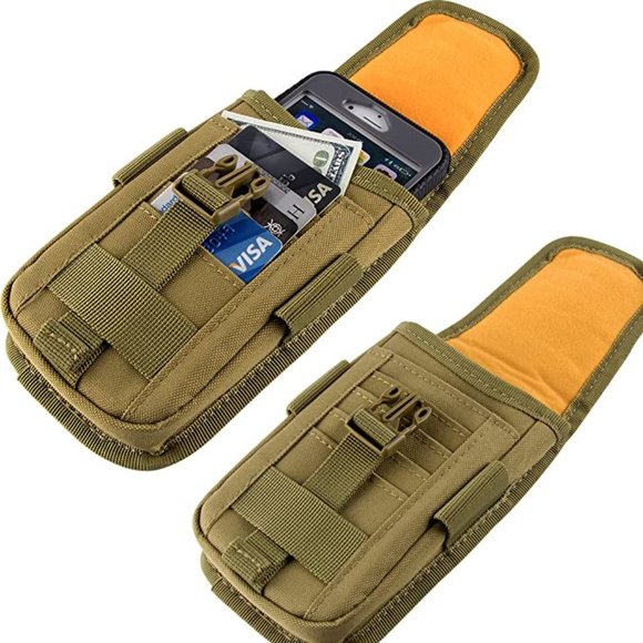 Tactical Cell Phone Holster Pouch with Armor Case on with US Flag Patch - Picture 3 of 4